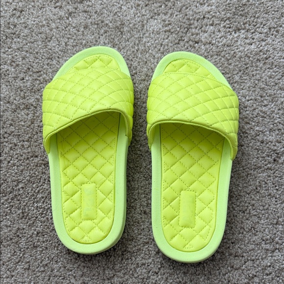 APL Shoes - APL Quilted Neon Yellow Slide Sandals